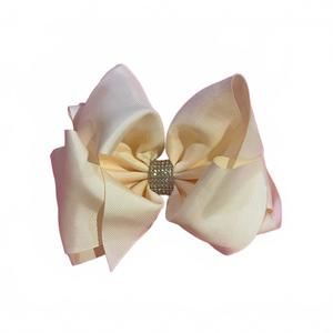 NEW KIDSCHARM rhinestone center hair bow in cream